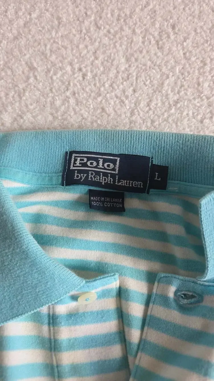 Polo Ralph Lauren Light Blue and White Striped Short Sleeve Polo Shirt